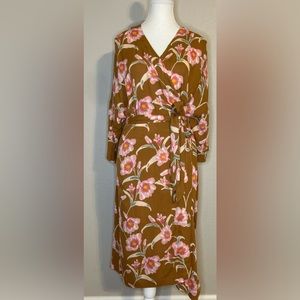 Roxy Floral Womens Wrap Dress V Neck  3/4 Sleeve New With Tags NWT SIZE SMALL